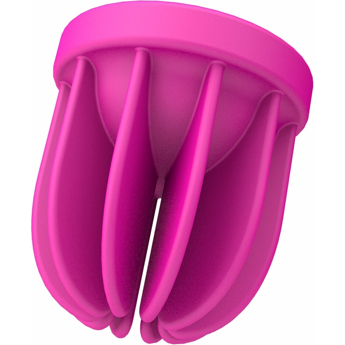 Розовый клиторальный стимулятор Caress с 5 заменяемыми насадками. Фотография 5.