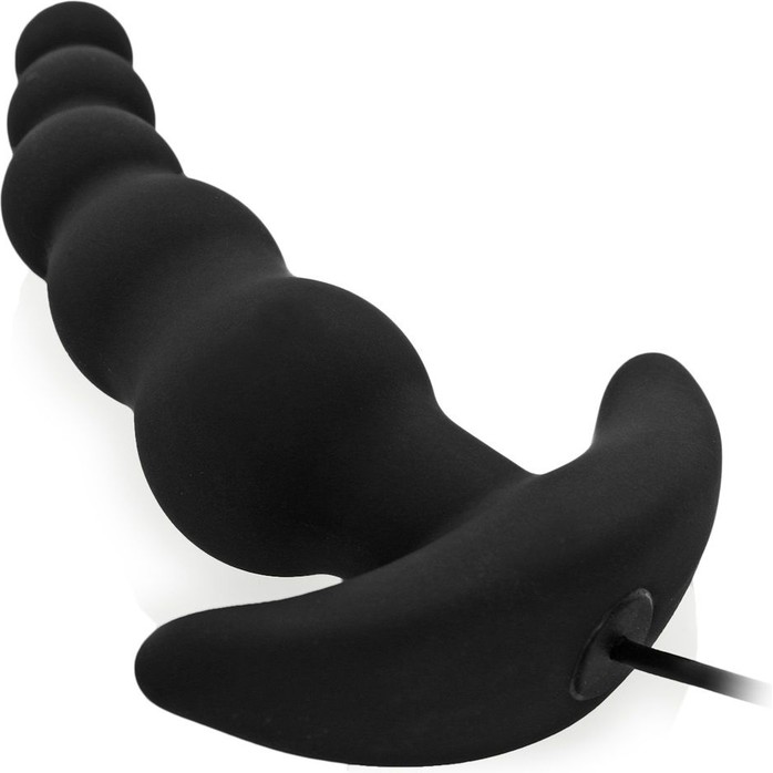Чёрный анальный стимулятор Beads Style с вибрацией - 8,8 см. Фотография 2.