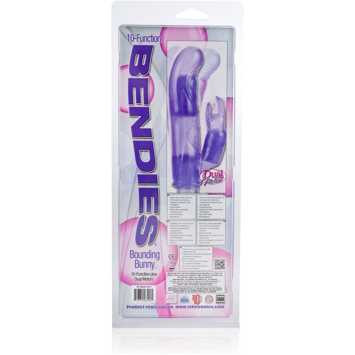 Фиолетовый вибромассажер 10-Function Bendie Bounding Bunny Vibes - 22,8 см - Bendies. Фотография 5.
