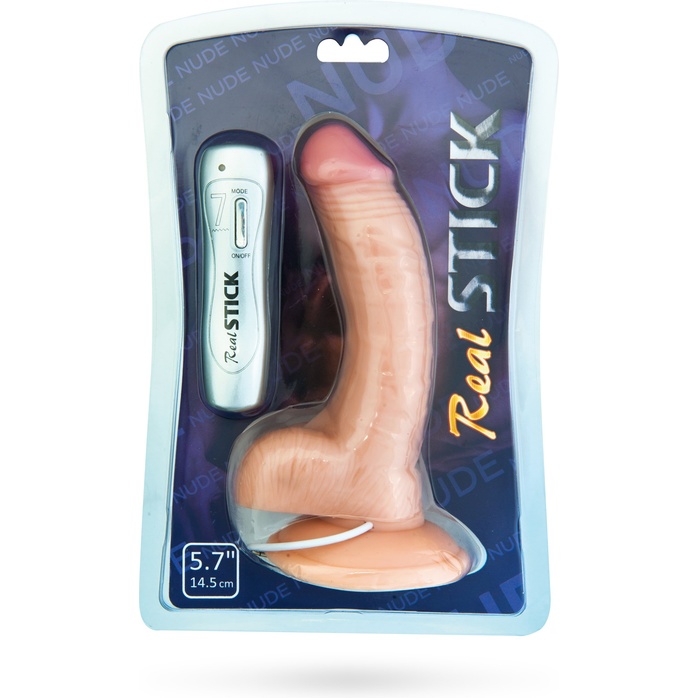 Вибратор-реалистик с выносным пультом - 14,5 см - RealStick Nude. Фотография 3.
