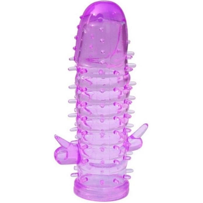 Фиолетовая насадка на пенис Clitor Lover с клиторальным отростком