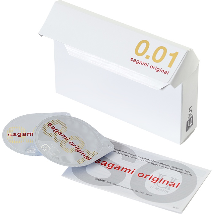 Супер тонкие презервативы Sagami Original 0.01 - 5 шт - Sagami Original. Фотография 2.