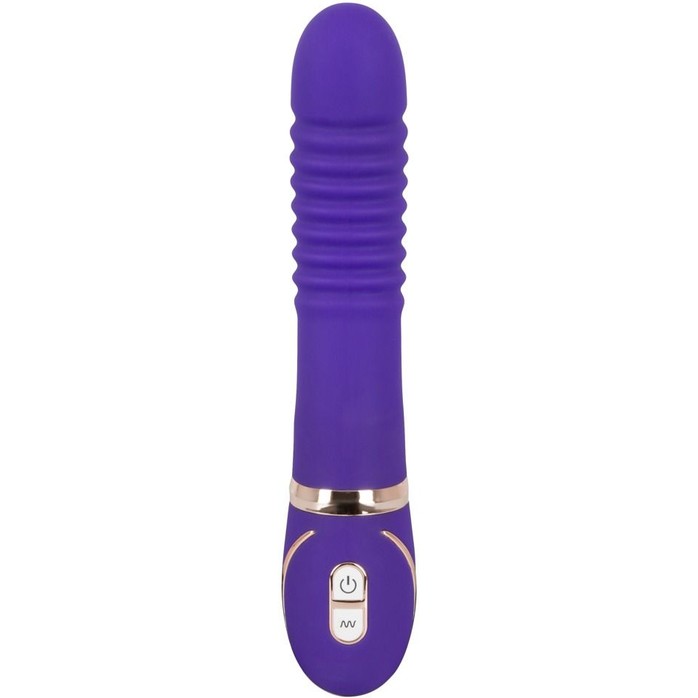Фиолетовый водонепроницаемый вибратор Pleats с рёбрышками - 22 см. Фотография 2.