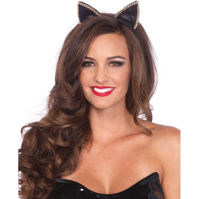 Обруч с кошачьими ушками, обрамлёнными цепочкой