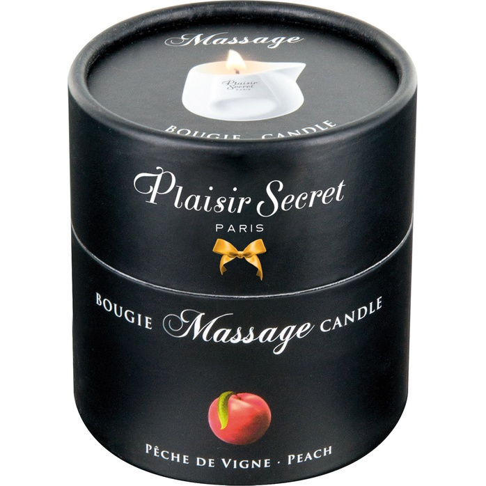 Массажная свеча с ароматом персика Bougie Massage Gourmande Pêche - 80 мл. Фотография 2.