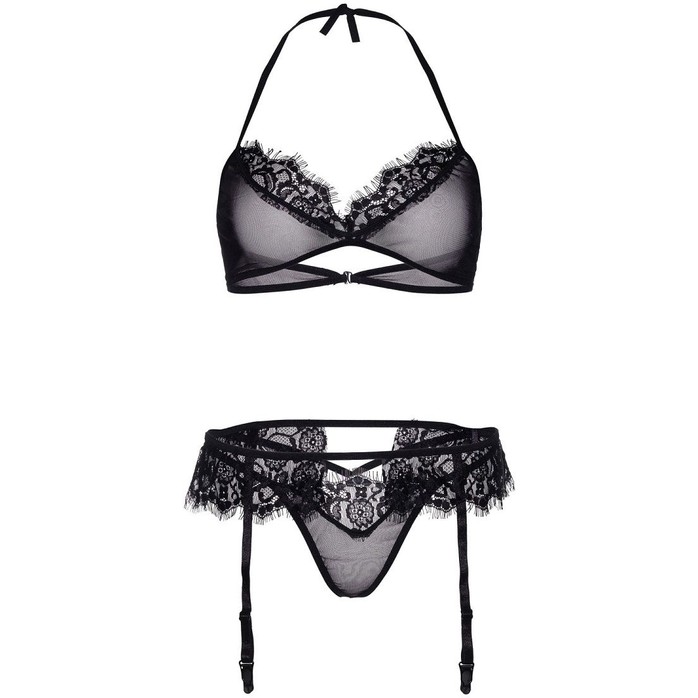 Ажурный комплект белья BRA TOP, G-STRING GARTERBELT. Фотография 3.