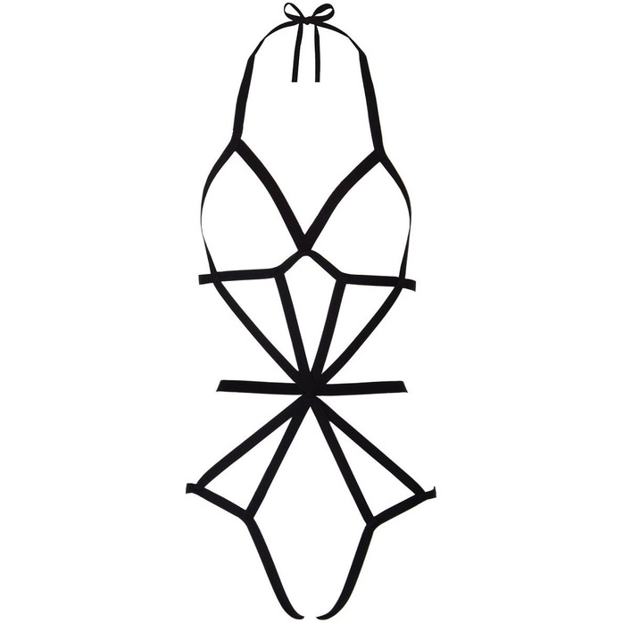 Комбинезон-сетка с длинным рукавом и боди из лент. Фотография 3.