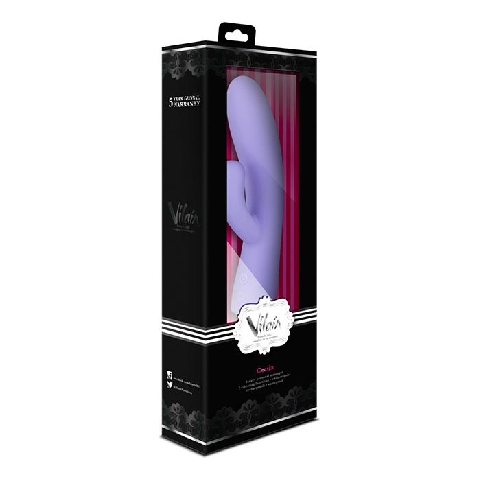 Фиолетовый вибратор с клиторальной стимуляцией Cecilia - 18,7 см. Фотография 2.