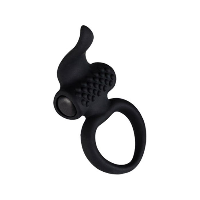 Чёрное эрекционное кольцо Lingus с клиторальным стимулятором