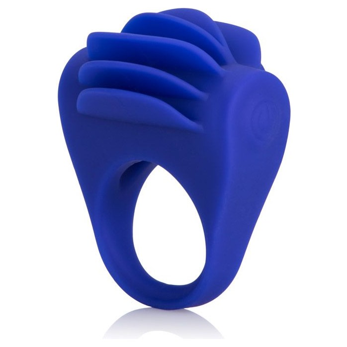 Синее эрекционное кольцо с рёбрышками и вибрацией Silicone Fluttering Enhancer - Couples Enhancers