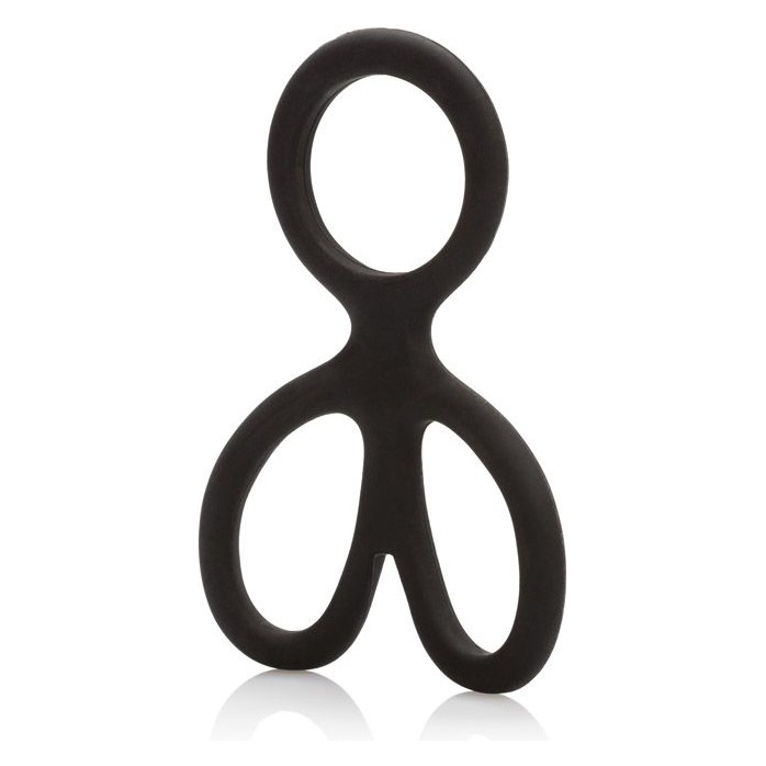 Чёрное эрекционное кольцо с подхватами для мошонки Silicone Ball Spreader - Rings!