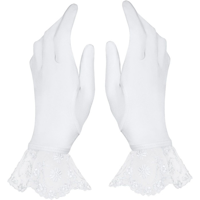 Короткие перчатки Etheria с оборками из тонкого цветочного кружева - Sexy. Фотография 2.