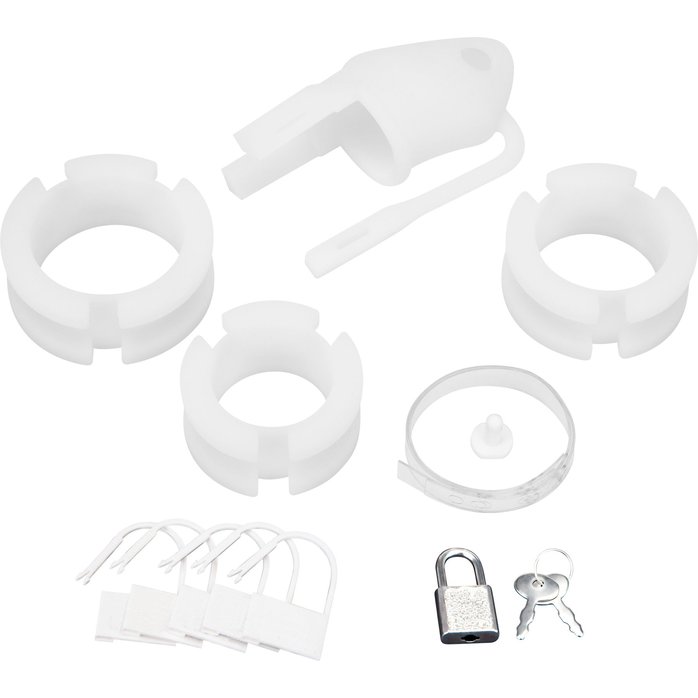 Белая клетка для пениса Silicone Small 2 in Cock Cage With Ball Divider. Фотография 4.