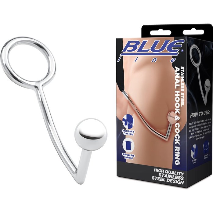 Кольцо на пенис с анальным стимулятором Stainless Steel Anal Hook Cock Ring. Фотография 3.