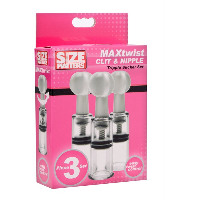 Набор из 3 помп для клитора и сосков Max Twist Clit and Nipple Triple Sucker Set - Size Matters. Фотография 2.