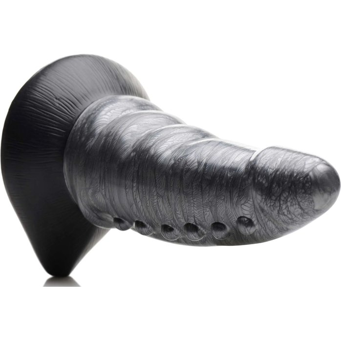 Серый фантазийный фаллоимитатор Beastly Tapered Bumpy Silicone Dildo - 21 см - Creature Cocks. Фотография 3.