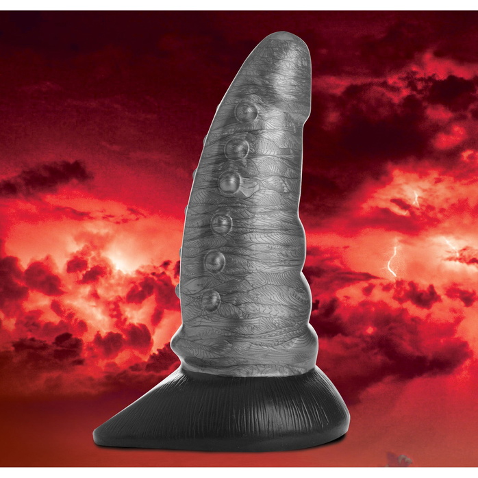 Серый фантазийный фаллоимитатор Beastly Tapered Bumpy Silicone Dildo - 21 см - Creature Cocks. Фотография 9.