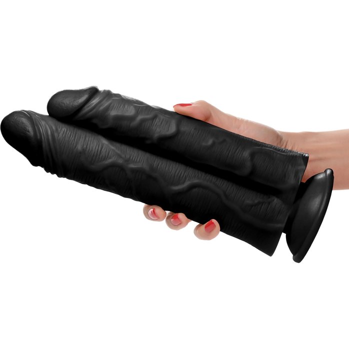 Черный сдвоенный фаллоимитатор Double Stuffer 10’’ Double Pecker Dildo - 27 см - Master cock. Фотография 2.