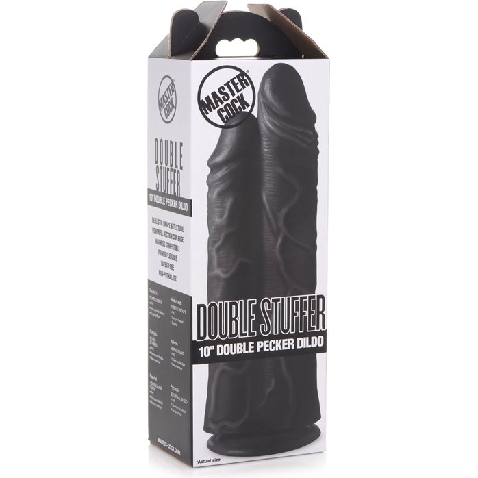 Черный сдвоенный фаллоимитатор Double Stuffer 10’’ Double Pecker Dildo - 27 см - Master cock. Фотография 5.