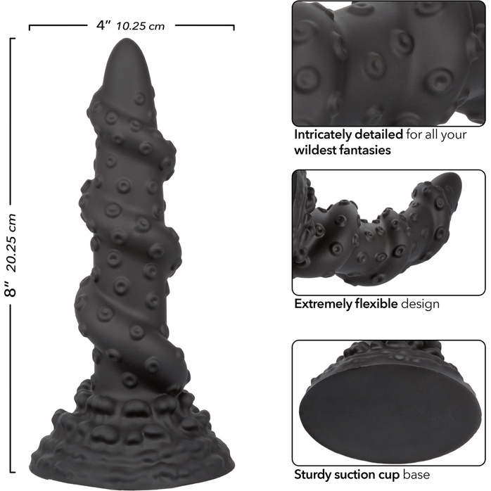Черный фантазийный фаллоимитатор The Kraken - 20,2 см - Monster Dong. Фотография 4.