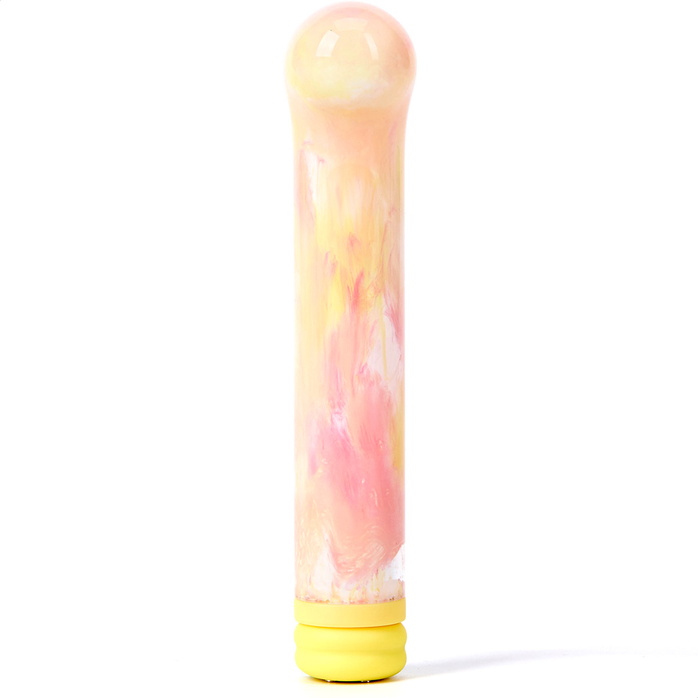 Желтый компактный вибратор из стекла Magic Cane - 12 см. Фотография 6.