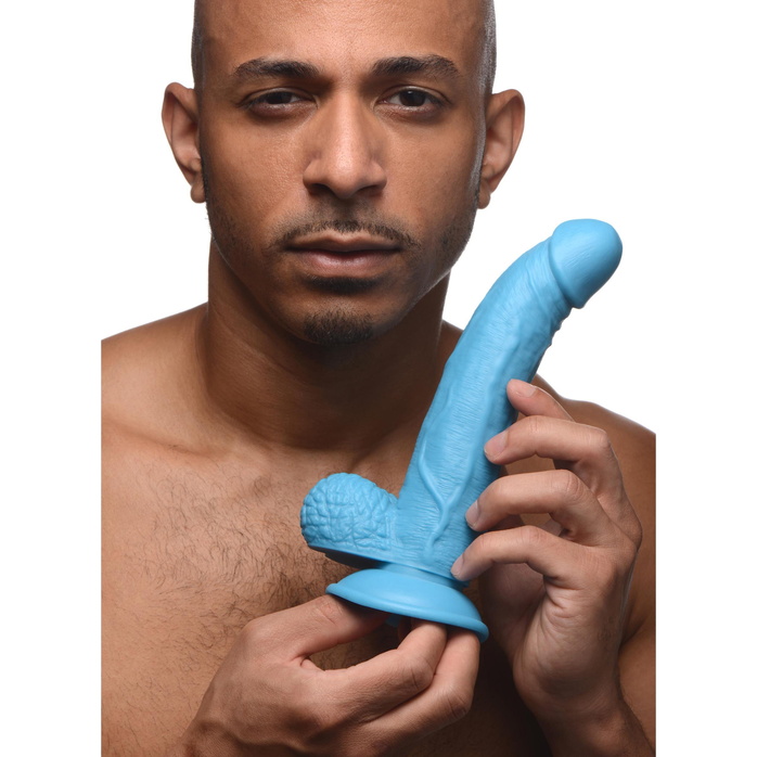 Голубой фаллоимитатор на присоске 7.5 Dildo with Balls - 21,5 см - Pop Peckers. Фотография 9.