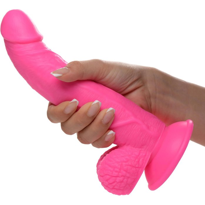 Розовый фаллоимитатор на присоске 7.5 Dildo with Balls - 21,5 см - Pop Peckers. Фотография 2.