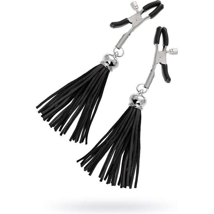 Зажимы на соски «Прищепки» с черными кисточками из замши. Фотография 2.