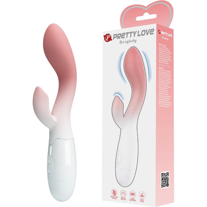 Розово-белый вибромассажёр-кролик Brighty - 20 см - Pretty Love. Фотография 2.