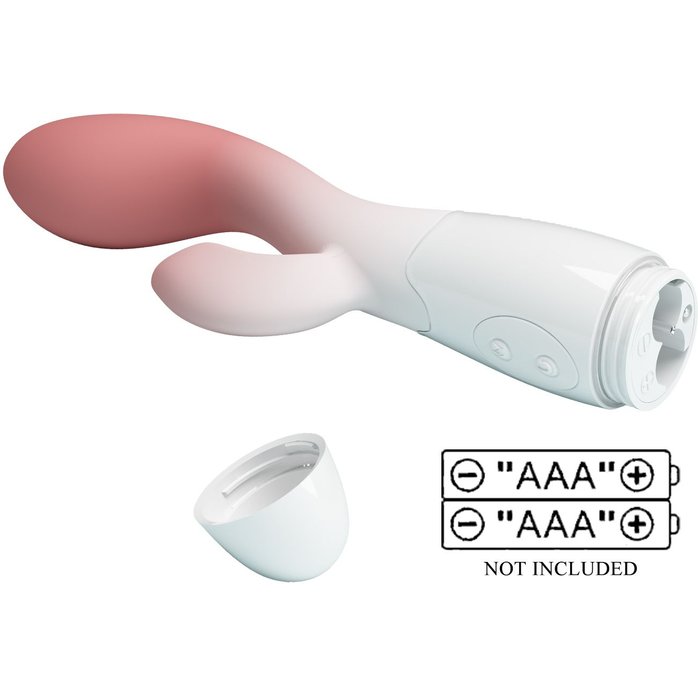 Розово-белый вибромассажёр-кролик Brighty - 20 см - Pretty Love. Фотография 7.