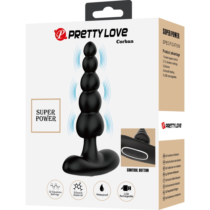 Черный анальный вибростимулятор Corban - 12 см - Pretty Love. Фотография 10.