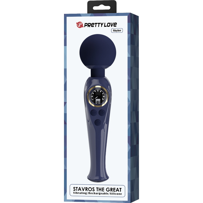 Темно-синий жезловый вибратор Skyler - 22,4 см - Pretty Love. Фотография 11.