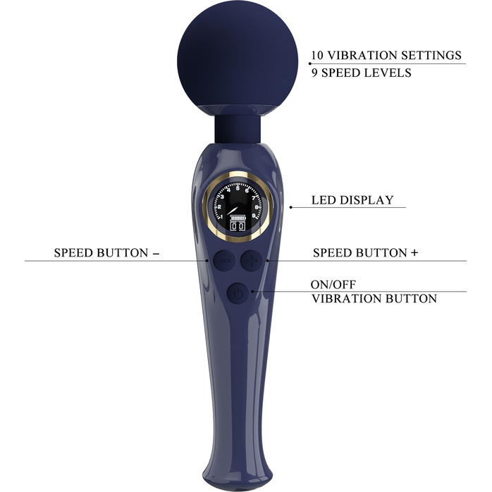 Темно-синий жезловый вибратор Skyler - 22,4 см - Pretty Love. Фотография 9.