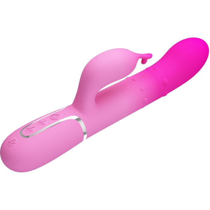 Розовый вибратор-кролик с вращающимися бусинами Shima - 22,6 см - Pretty Love. Фотография 4.