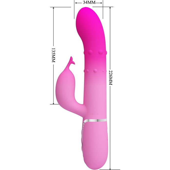 Розовый вибратор-кролик с вращающимися бусинами Shima - 22,6 см - Pretty Love. Фотография 7.