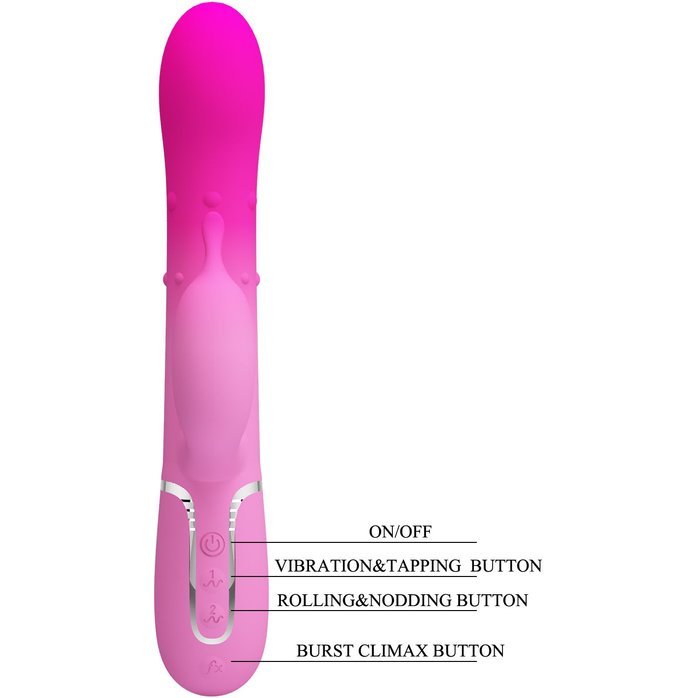 Розовый вибратор-кролик с вращающимися бусинами Shima - 22,6 см - Pretty Love. Фотография 8.