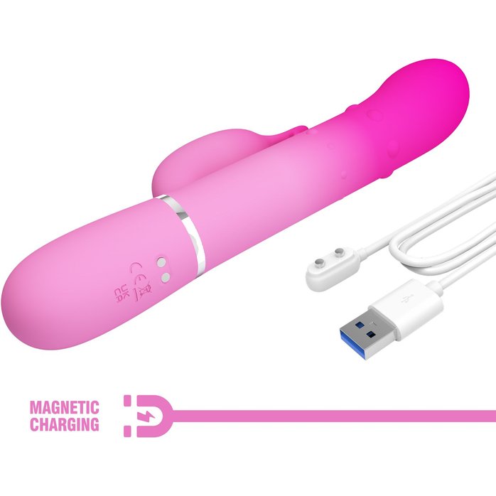 Розовый вибратор-кролик с вращающимися бусинами Shima - 22,6 см - Pretty Love. Фотография 9.