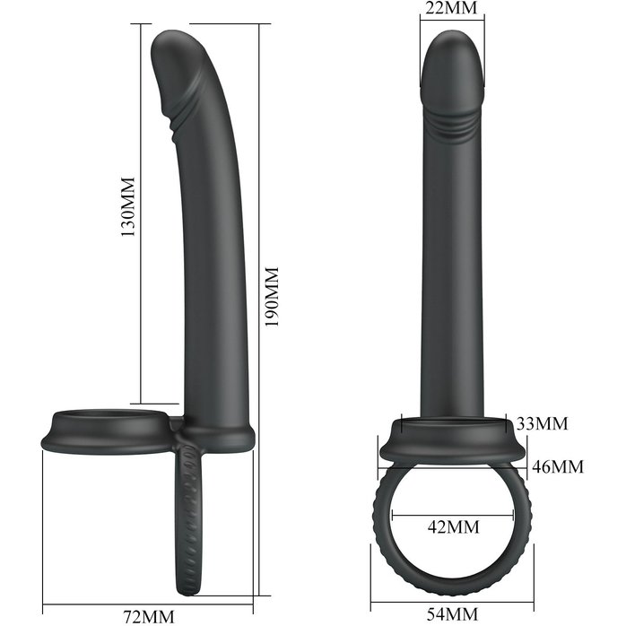 Черная насадка для двойного проникновения Moses - Pretty Love. Фотография 9.