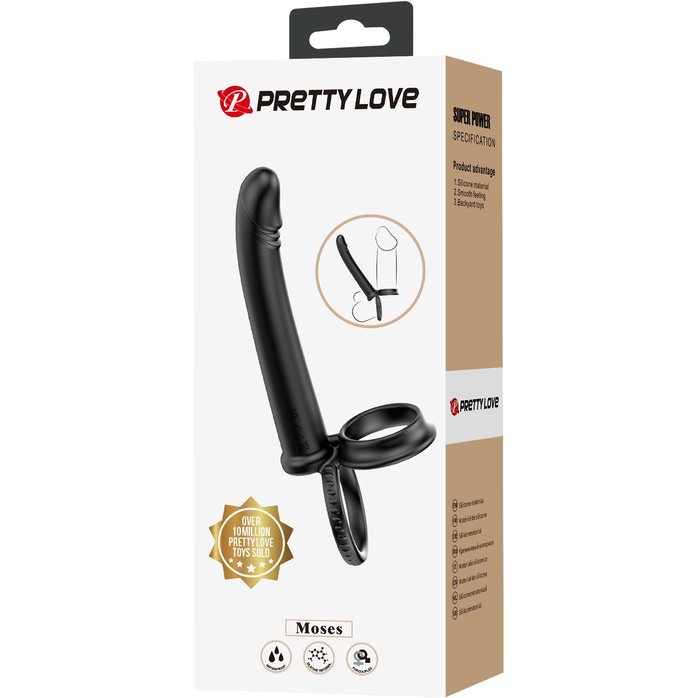 Черная насадка для двойного проникновения Moses - Pretty Love. Фотография 10.