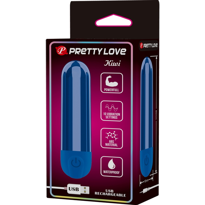Синяя перезаряжаемая вибропуля Kiwi - Pretty Love. Фотография 9.