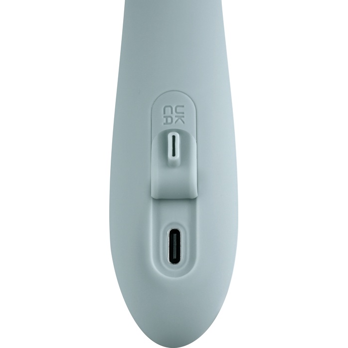 Серый вибратор-кролик Chika с функцией нагрева - 18,8 см. Фотография 8.