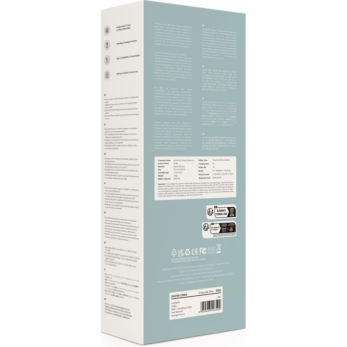 Серый вибратор-кролик Chika с функцией нагрева - 18,8 см. Фотография 9.