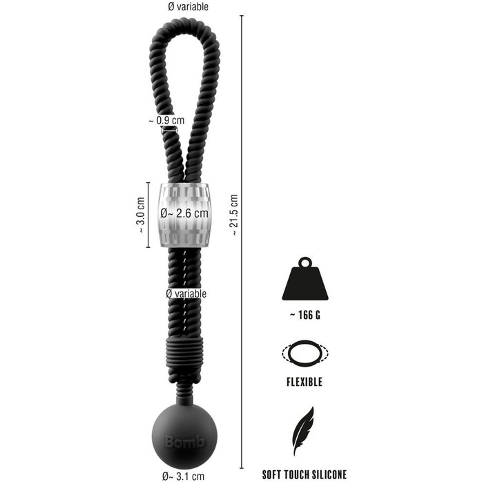 Черное эрекционное лассо с шариком-утяжелителем Heavy Rope - You2Toys. Фотография 9.