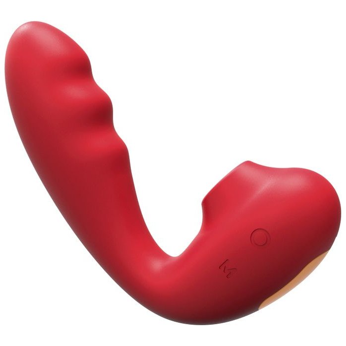 Красный вибратор с вакуумной стимуляцией и нагревом Tara. Фотография 3.
