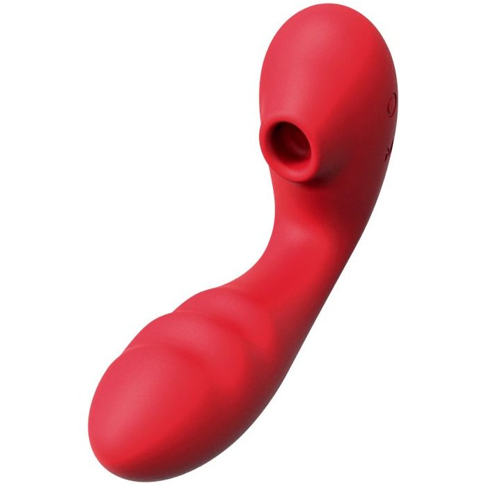 Красный вибратор с вакуумной стимуляцией и нагревом Tara. Фотография 5.