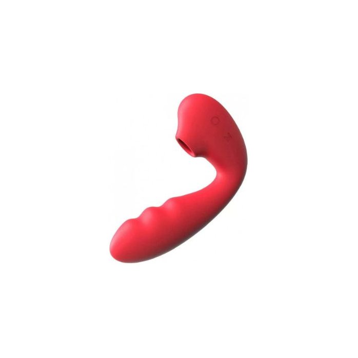 Красный вибратор с вакуумной стимуляцией и нагревом Tara