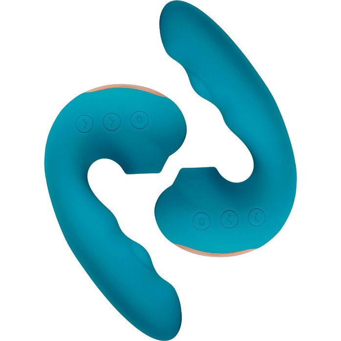 Голубой вибратор Tara с вакуумной стимуляцией и функцией постукивания. Фотография 2.