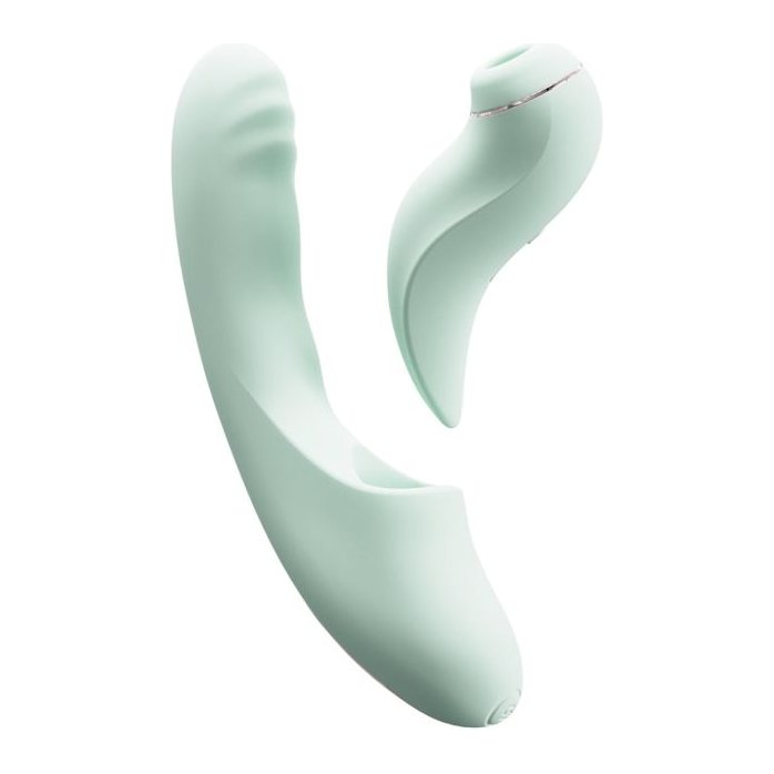 Мятный вибратор-кролик из 2 частей Fatima - 19 см