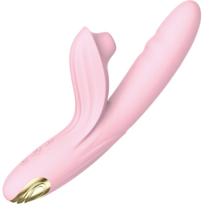 Розовый вибратор Anita с возвратно-поступательными движениями и вакуумом - 21,1 см. Фотография 5.