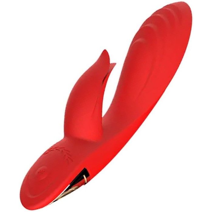 Красный вибратор-кролик 5’’ Silicone Kissing - 20,2 см. Фотография 3.